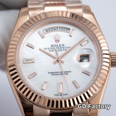 Rolex Day-date 8285 Movement 40mm White Face Rose Gold President Strap Men Watch